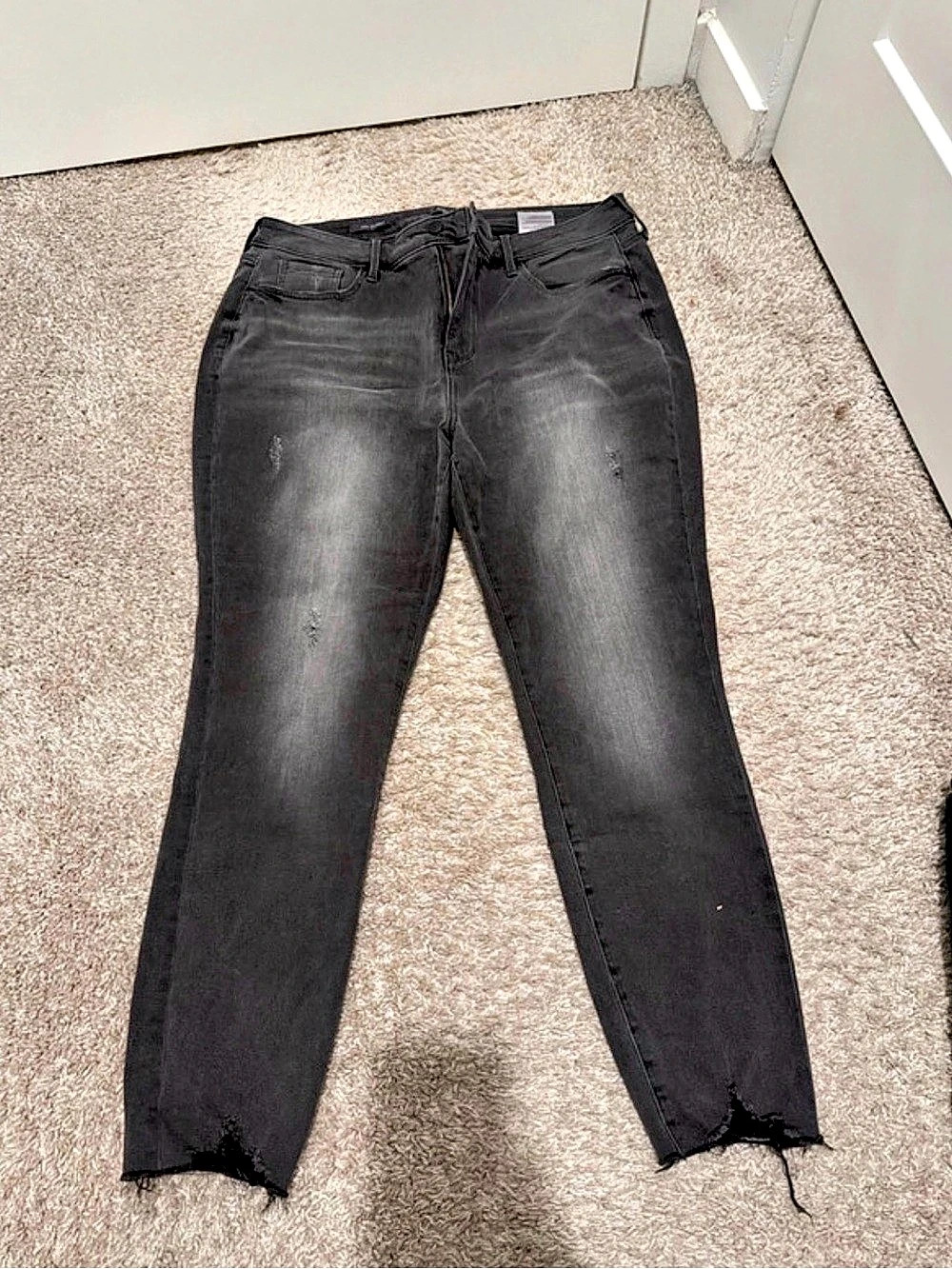 NYDJ Skinny Distressed Skinny Jeans in Black Waist 14
